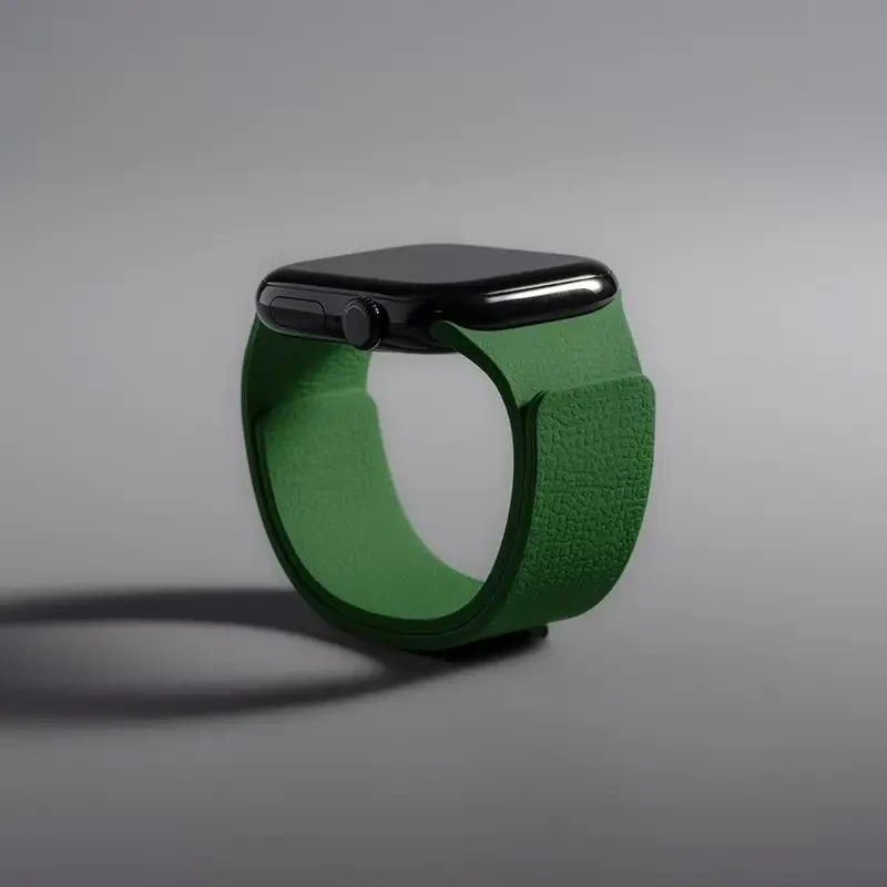 适用苹果iwatchs10表带荔枝纹磁吸硅胶applewatch9/8/7男极简运动
