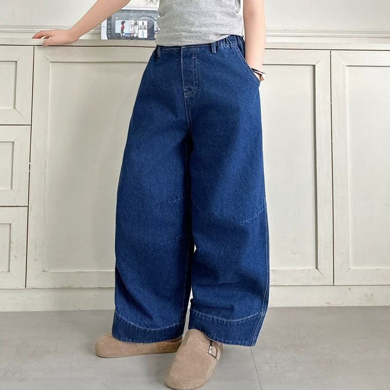 1744女童牛仔裤春款儿童洋气阔腿2025新款爆款中大童女孩休闲裤子