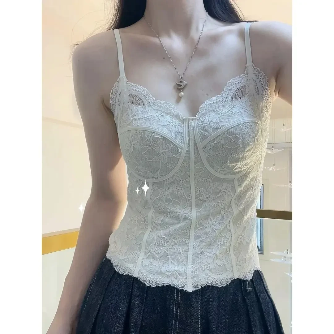 加绒蕾丝吊带背心女带胸垫秋冬美背内衣打底衫保暖背心西装内搭
