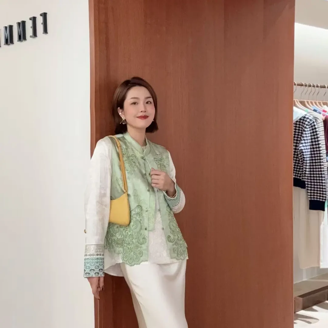 【绿意盎然】重工珠绣玉扣马甲