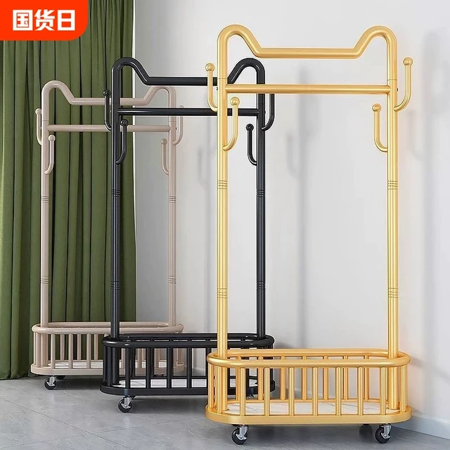 衣帽架衣架落地立式可移动带轮家用客厅轻奢晾衣架网红简易挂衣架