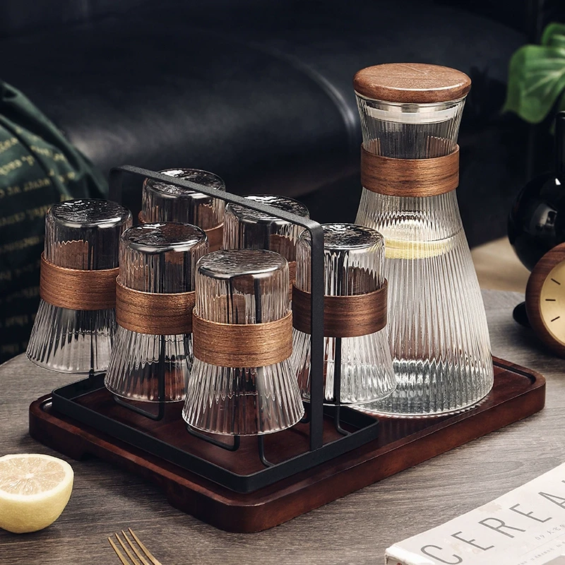 新中式高档玻璃杯家用耐高温茶杯水壶喝水杯客厅家庭待客杯具茶具