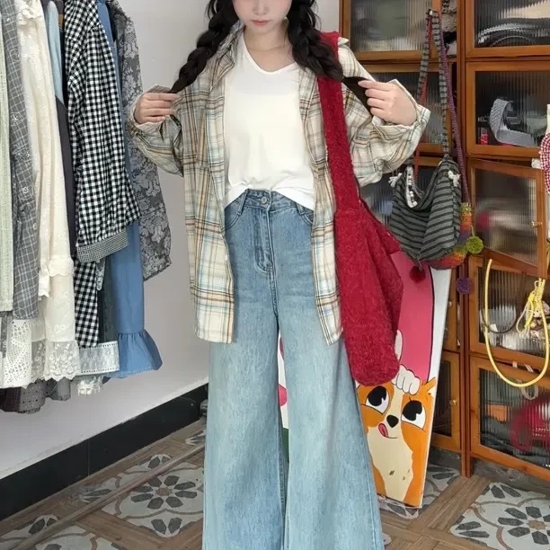 031百搭神裤高腰阔腿九分牛仔裤休闲舒适百搭时尚单品