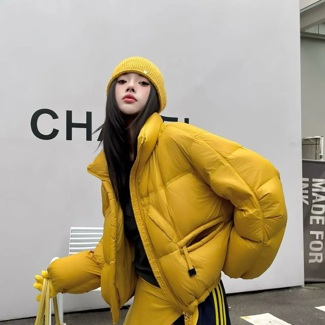 90鸭绒冬季立领保暖加厚短款面包服女小个子韩版时尚外套