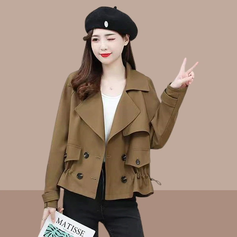 短款风衣女士2025春秋季新款爆款小个子高级感气质上衣双排扣外套