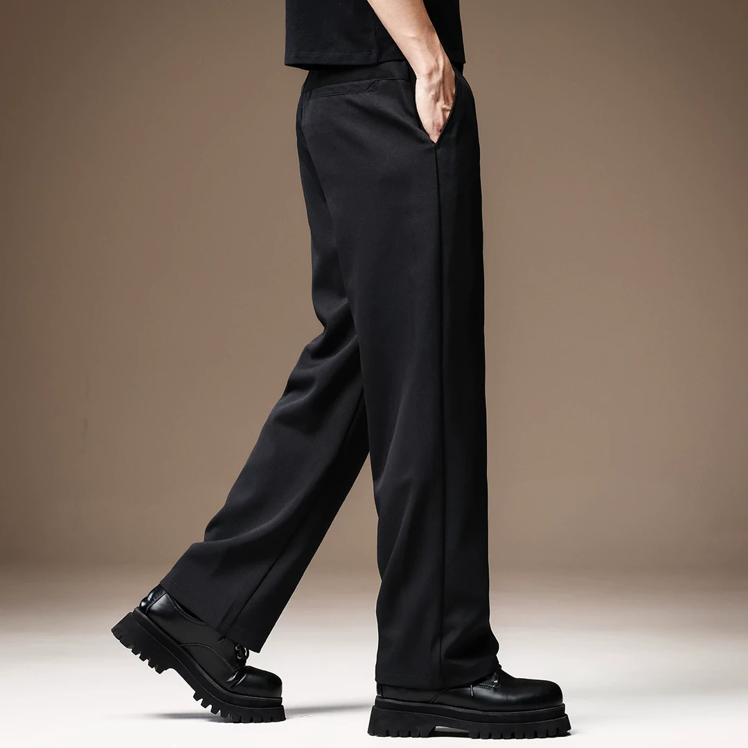 高端轻商务垂感小西裤子男2025夏季薄款宽松大码直筒抗皱休闲长裤