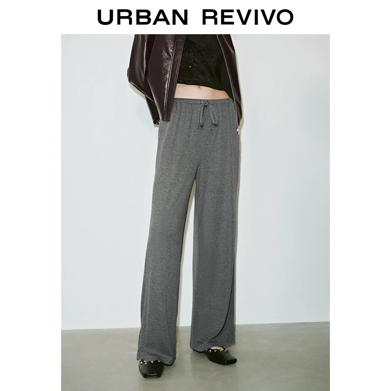 UR2025春季新款女装欧若风休闲慵懒松紧腰垂感阔腿裤UWJ650007