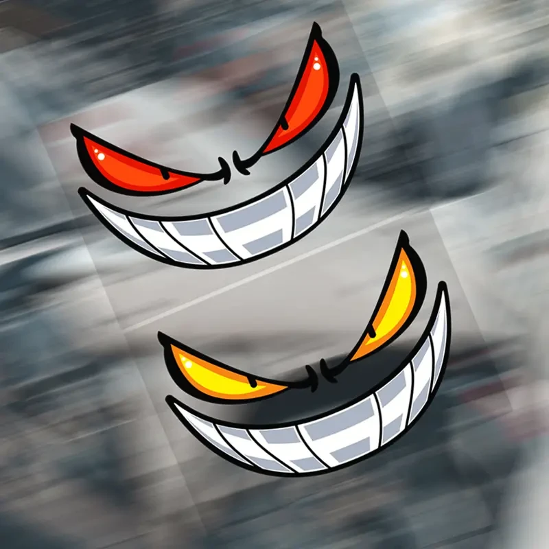 恶魔眼睛汽车贴纸个性表情贴电动机车摩托车头反光贴防水装饰贴画