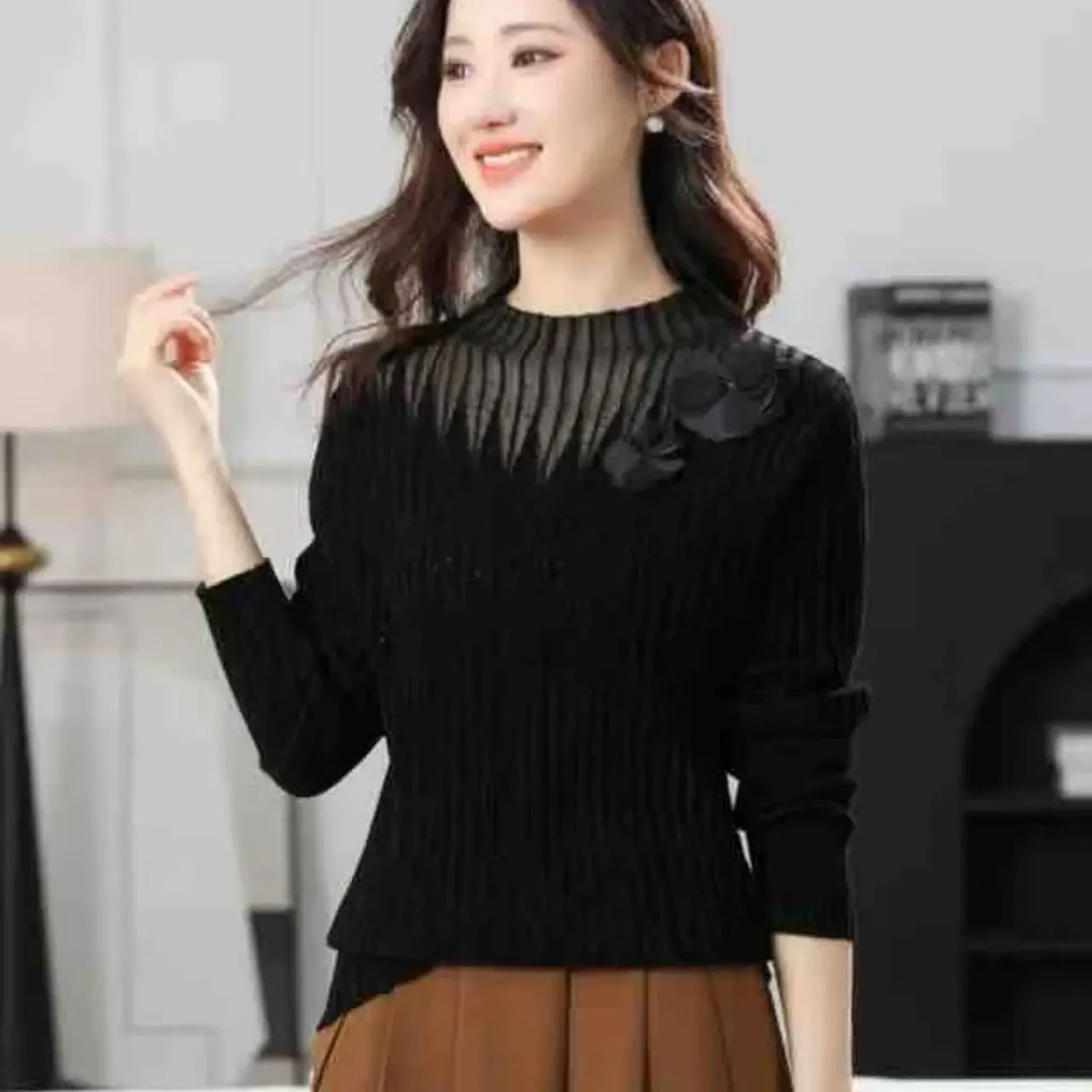 毛针织衫烫钻套头秋冬长袖女打底毛衣常规袖百搭常规款