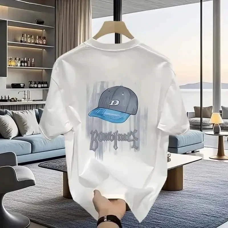 【专柜高定】纯棉宽松2025夏季短袖t恤男潮牌印花T恤衫时尚半袖上衣