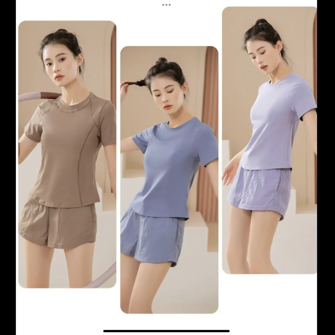 女士夏季速干T显瘦运动D703瑜伽服套装适合跑步户外训练