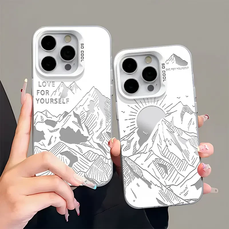 适用彩银日照金山苹果16promaxiPhone手机壳华为oppo小米vivo防摔