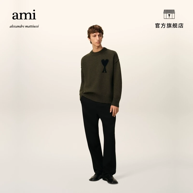【蛇年限定】AMIPARIS黑色ADC圆领爱心针织羊毛上衣SPUKS018.018