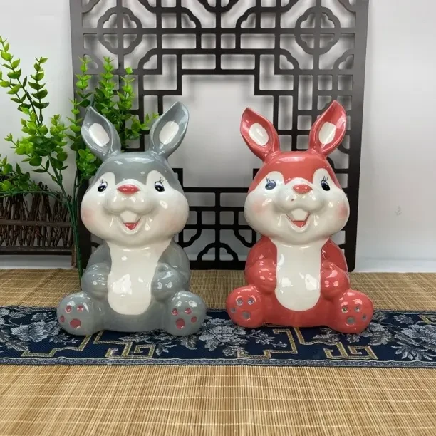 两个景德镇一斤装陶瓷卡通兔空酒坛兔子