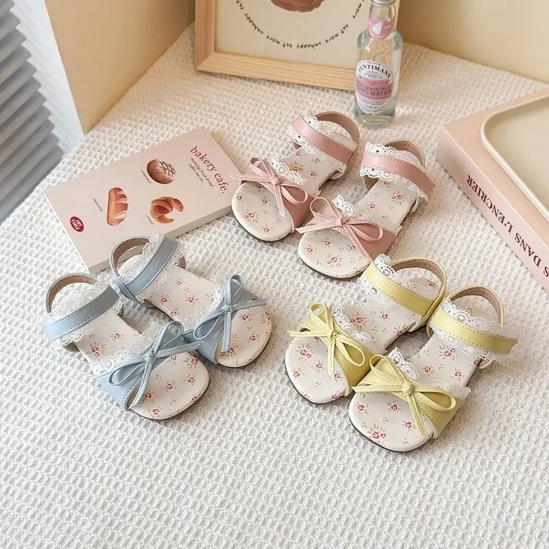女童凉鞋夏季露趾公主鞋碎花蝴蝶结软底中小童宝宝沙滩鞋洛丽塔07