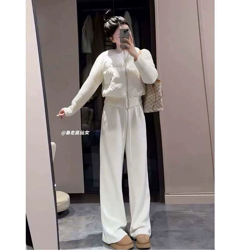 暴走高仙女春季加厚垂感175高个子加长白色阔腿裤女宽松拖地长裤