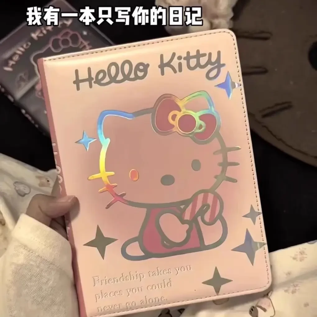 可爱少女心KT猫皮质彩页笔记本烫金高颜值记事本日记本礼X