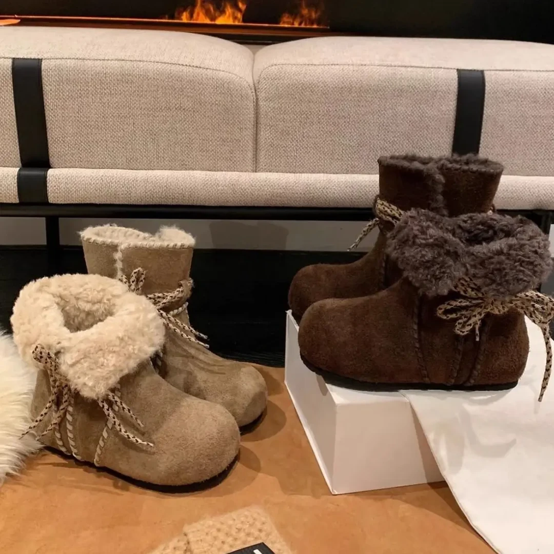 PUTAO~暖呼呼的冬款费尔岛雪地靴磨砂皮加绒保暖女勃肯棉鞋