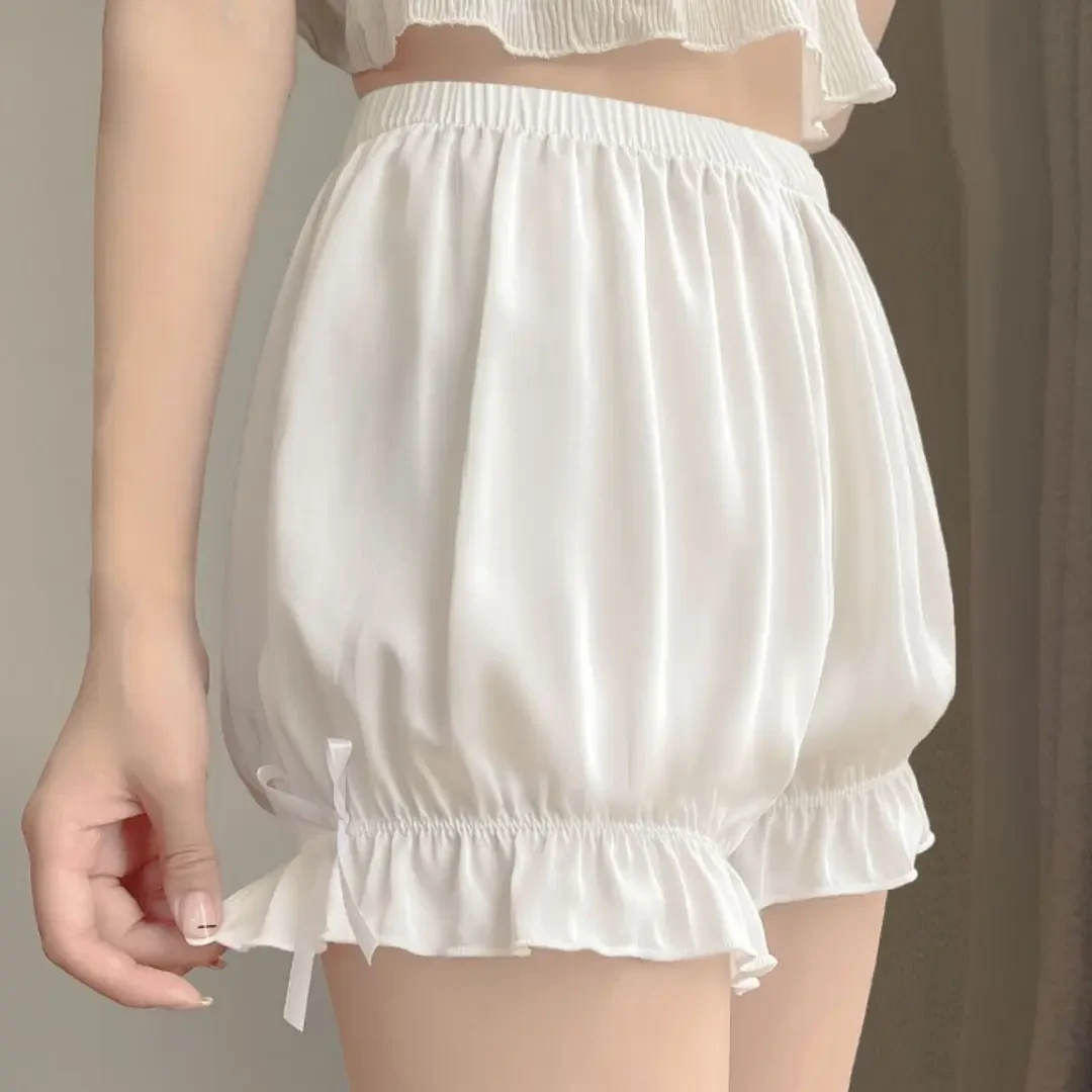 可爱蕾丝南瓜灯笼裤打底安全裤防走光短裤白色宽松外穿蓬蓬日系TJ