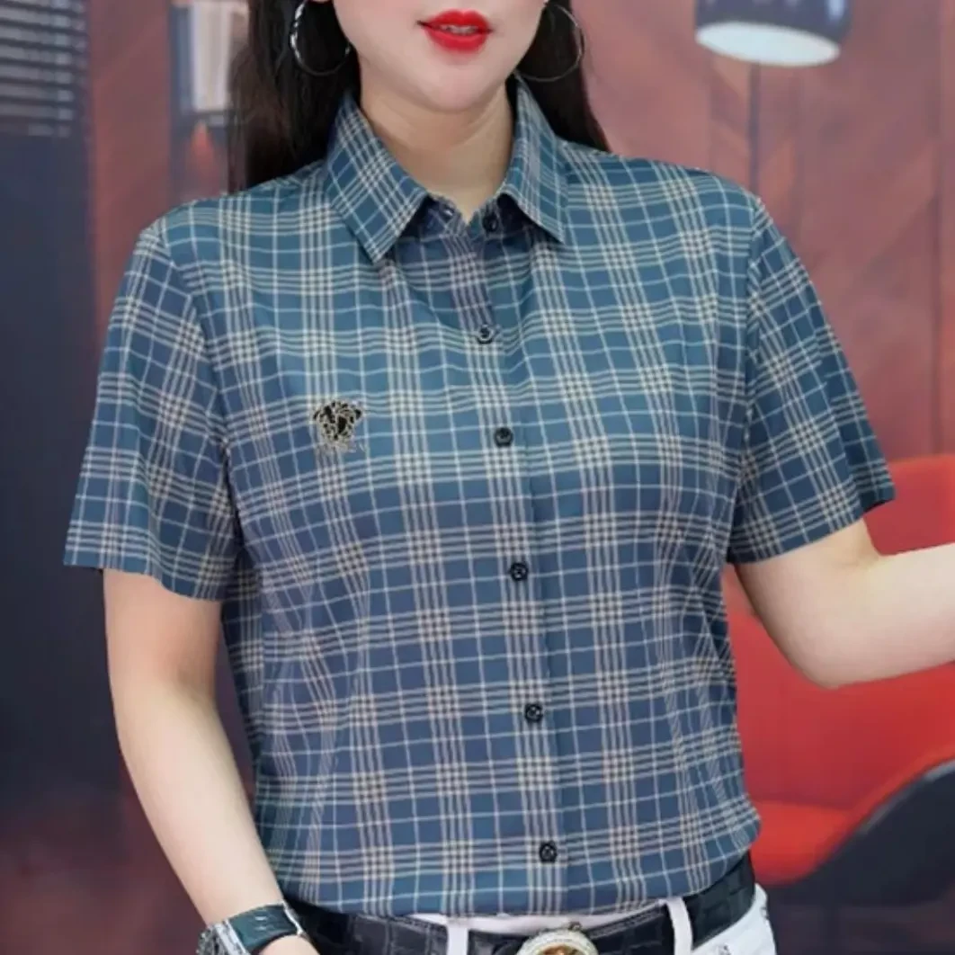 【专柜品质】夏季男宽松夏装短袖格子时尚潮流绅士简约衬衫男士百搭