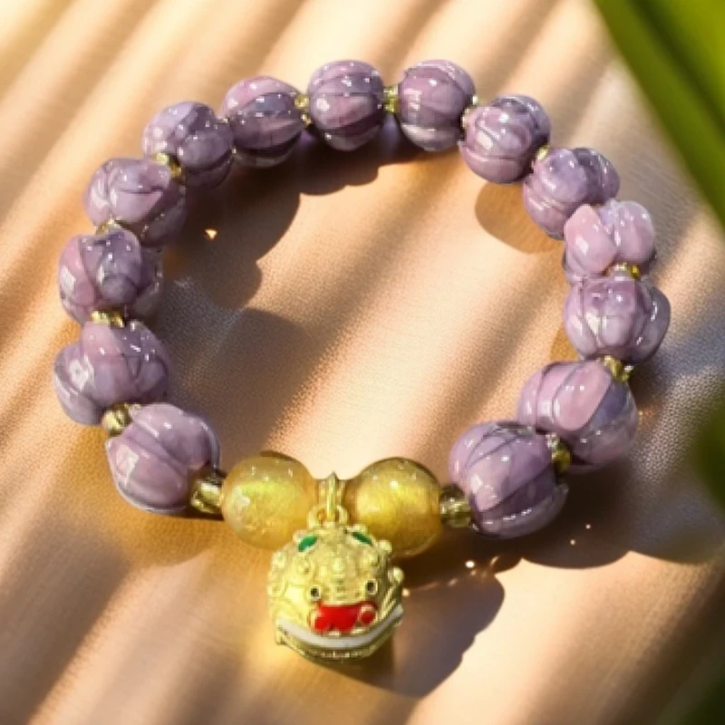 紫色铃兰花手串摆件