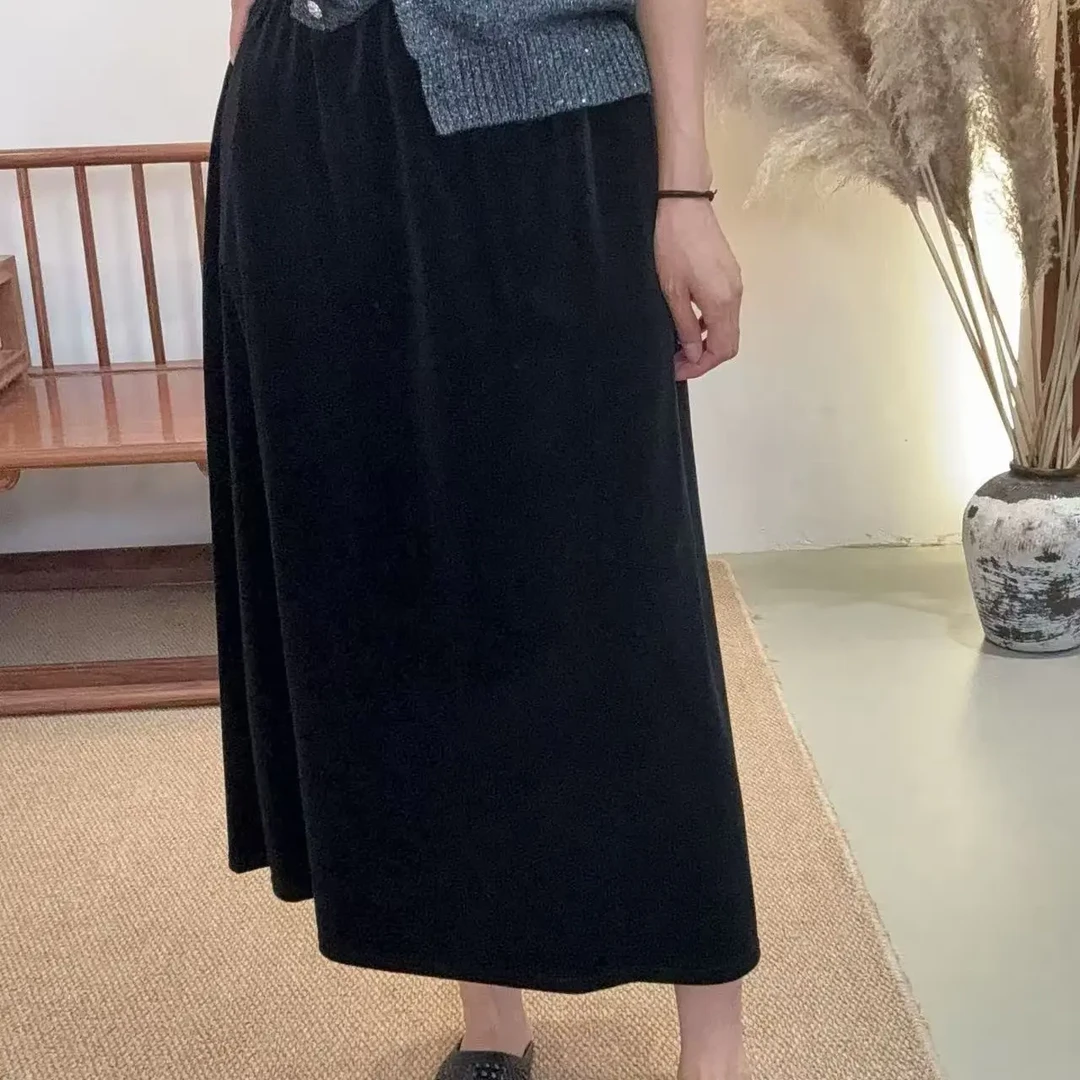 3626-轻职风纯色直筒裙半身裙气质拼接显瘦百搭