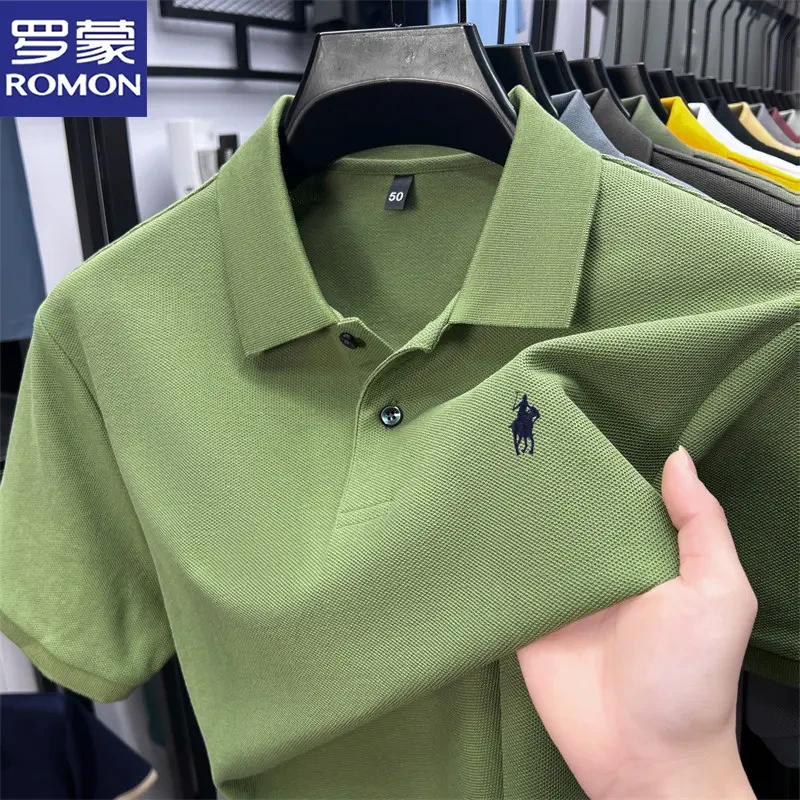 罗蒙纯棉小马标男士短袖POLO衫夏季全棉T恤商务休闲高档半袖汗衫