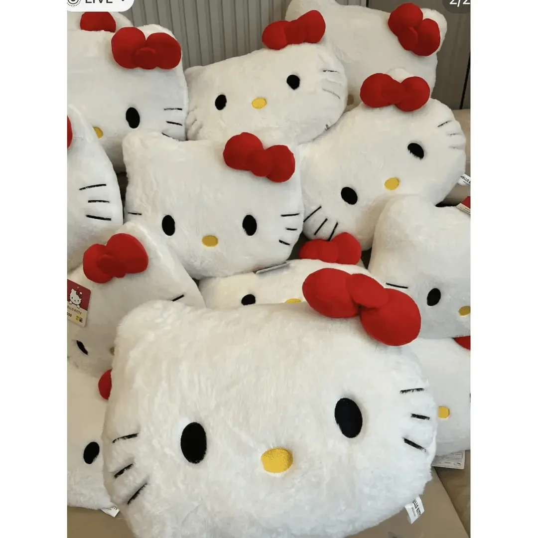 Kitty可爱猫头毛绒抱枕沙发床头靠垫车载靠枕午睡枕头生日礼物女