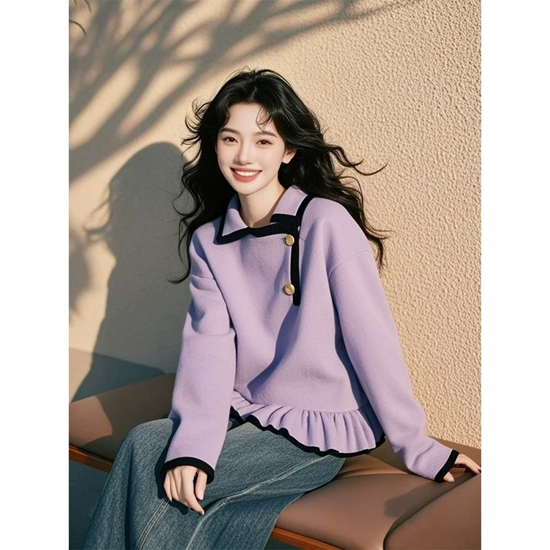 长袖卫衣女款2025春秋新款美式短款洋气衣服潮牌藏式上衣网红流行