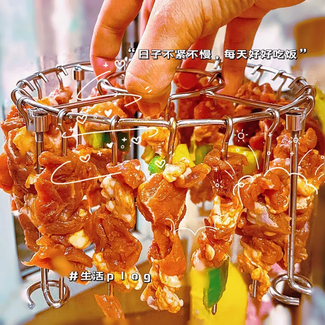 空气炸锅烧烤架立式烧烤架烤箱不锈钢圆形烤串烤肉吊挂专用立式架