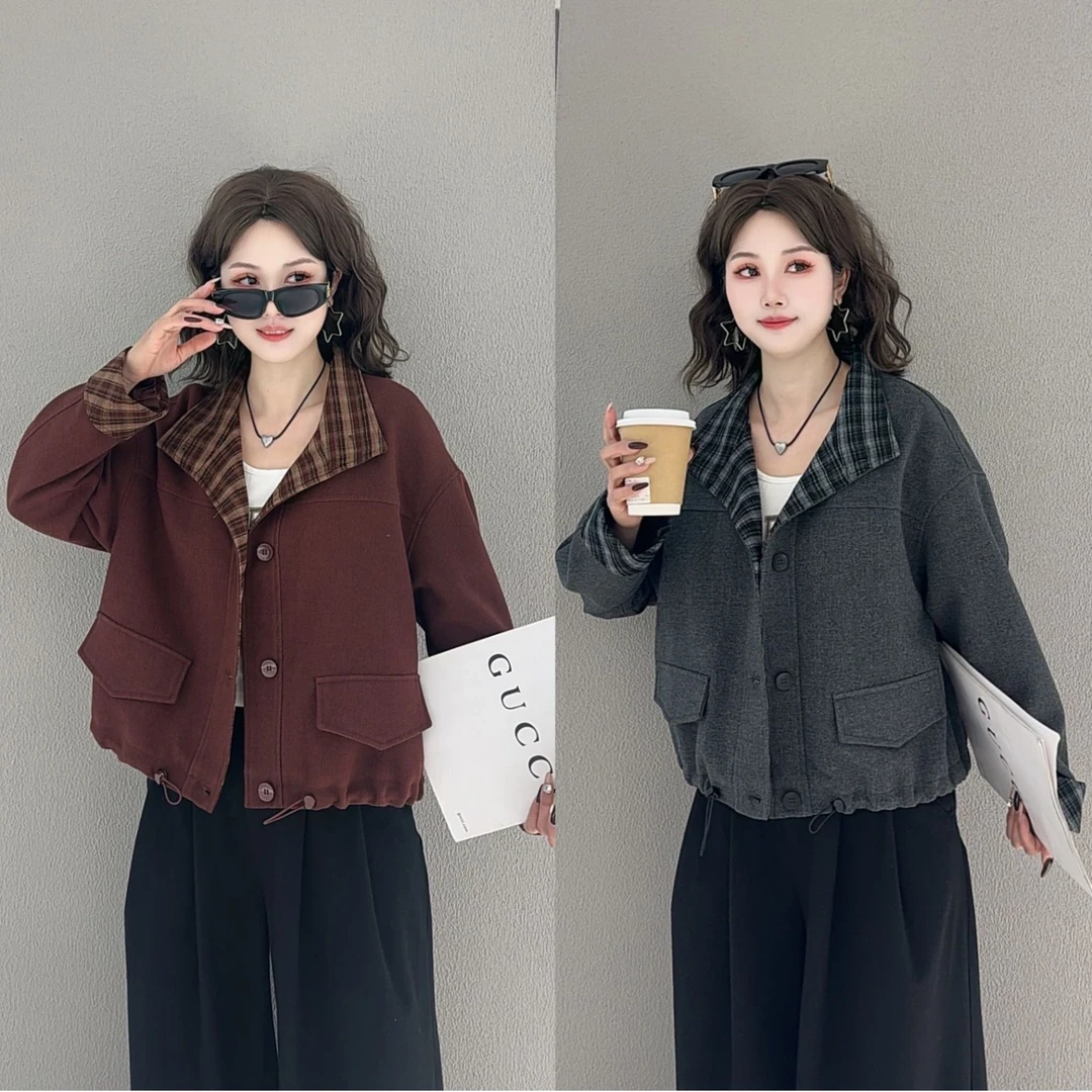 时尚短外套女2025春季新款洋气减龄小个子气质百搭长袖翻领上衣
