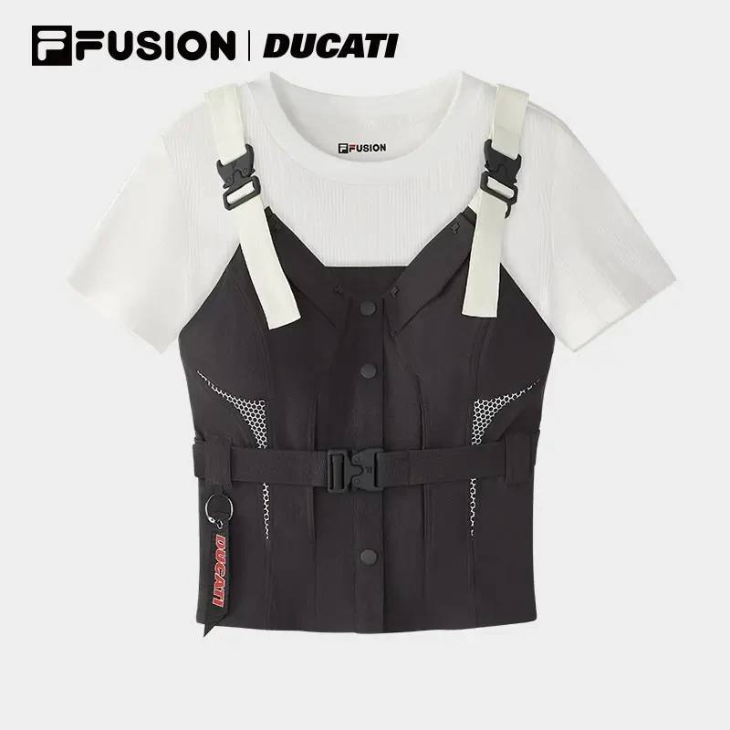 FILA FUSION丨DUCATI 斐乐2in1修身短袖T恤女款夏季流光风