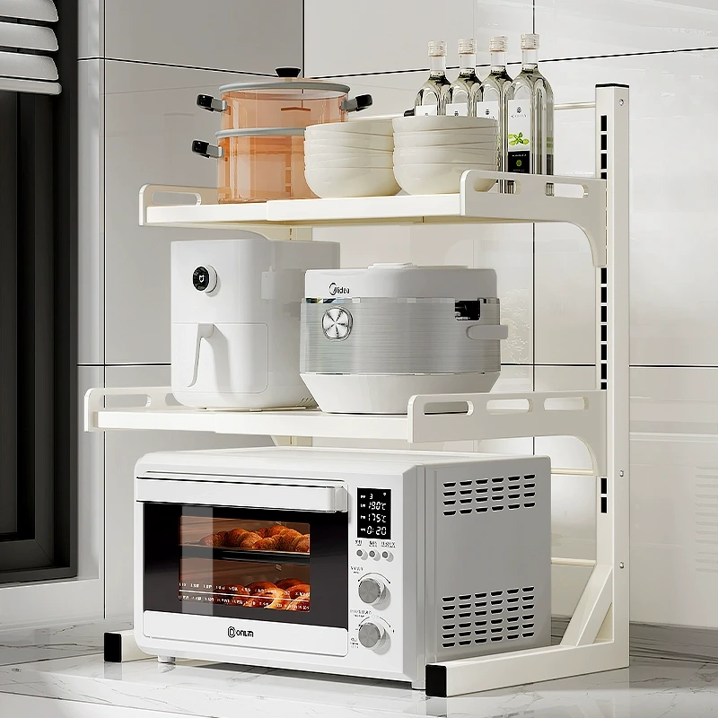 微波炉置物架厨房台面多功能伸缩电饭煲烤箱一体家用双层收纳支架