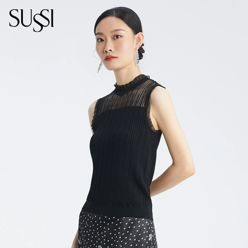 SUSSI/古色24秋新品商场同款 百搭款设计感针织上衣女装