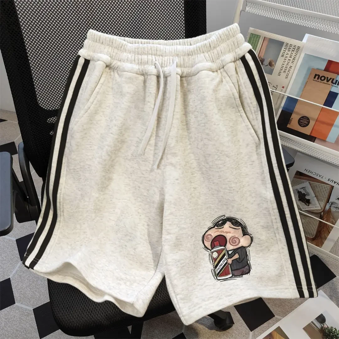 日系蜡笔小新纯棉vintage美式复古重磅短裤男女学生夏季宽松情侣