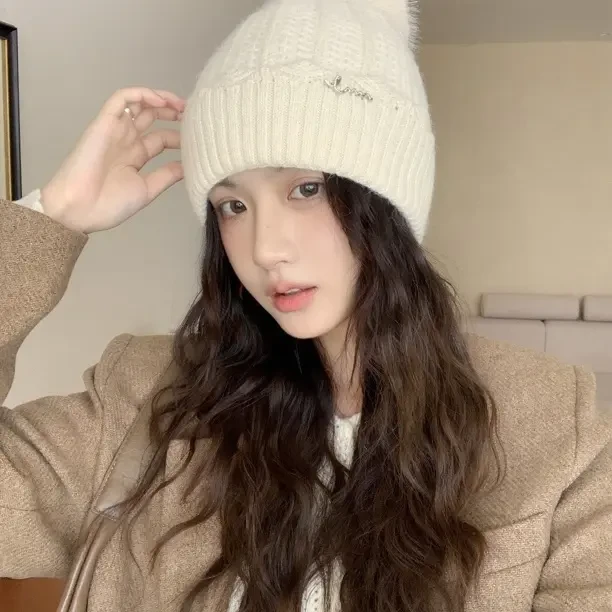 圆顶针织帽秋冬毛线帽工装风帽子ins百搭条纹加厚时尚网红慵懒风