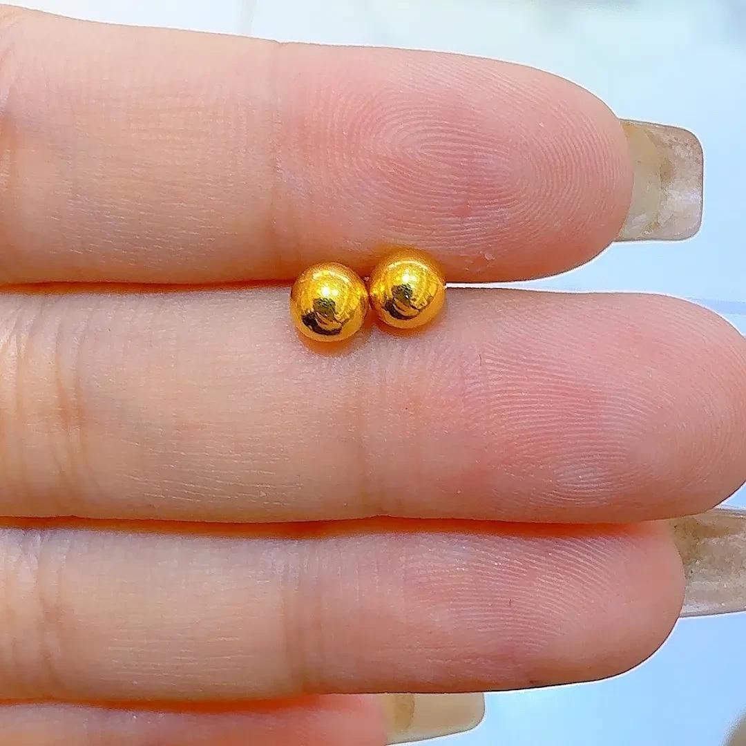 足金亮面加大弯钩卡5豆豆耳钉0.93克