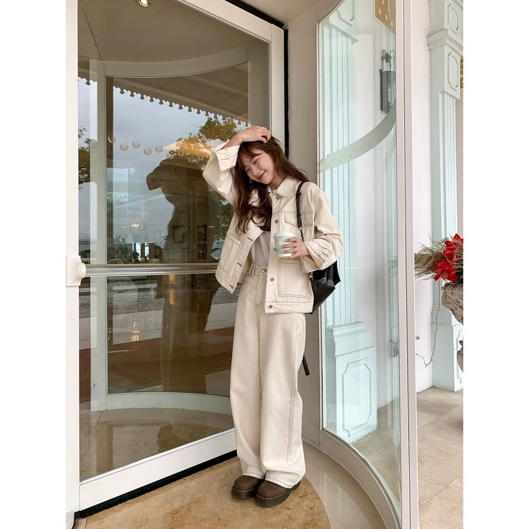 【你好卡农-蕾子】 复古休闲风明线牛仔宽松上衣KG24Z2679D清清