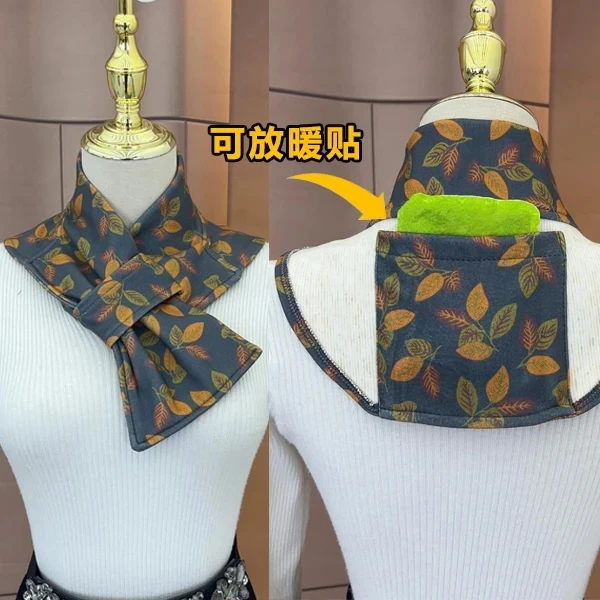 新款德绒带兜护颈围脖套防寒百搭脖套防风保暖围巾丝巾可放暖宝宝