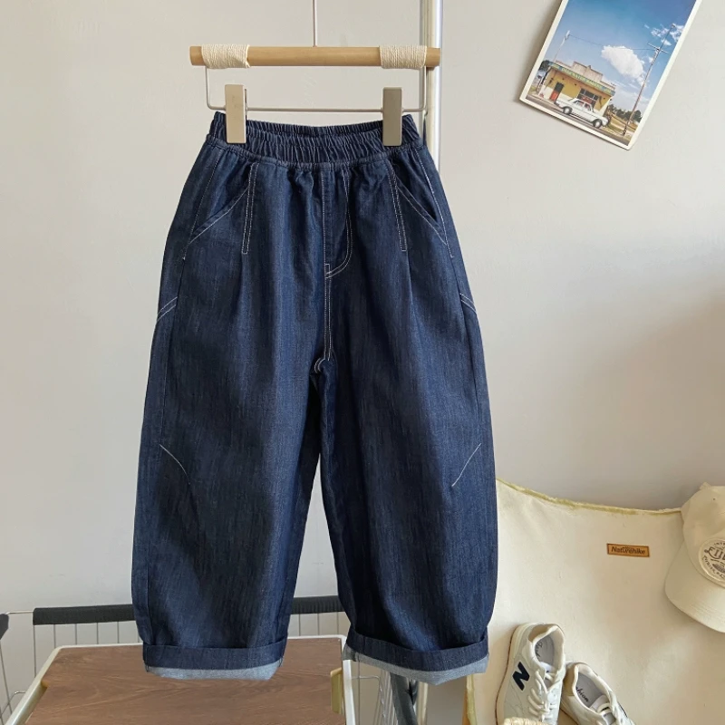 男童男宝裤子春夏款儿童牛仔裤童装长裤明线新款休闲裤哈伦裤牛仔