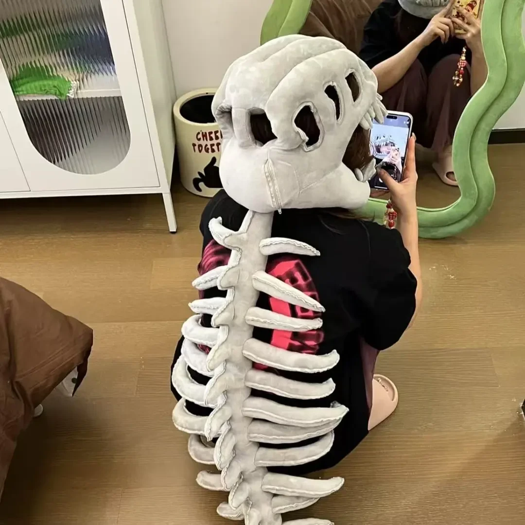恐龙骨架搞怪恐龙头套装扮服饰毛绒玩具趣味整蛊创意玩具成人礼物