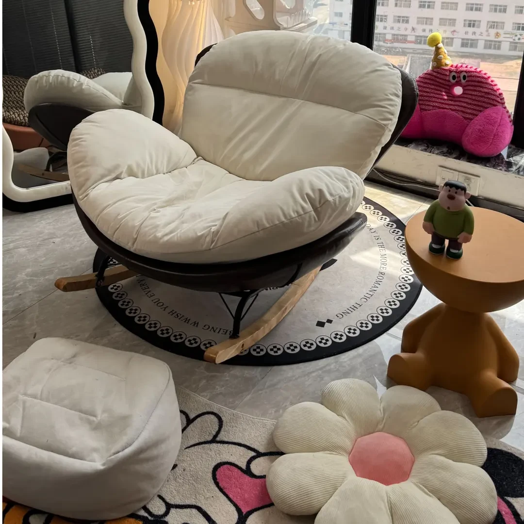 【送脚踏】3蝴蝶摇摇椅网红阳台客厅休闲躺椅卧室家用轻奢简约午睡