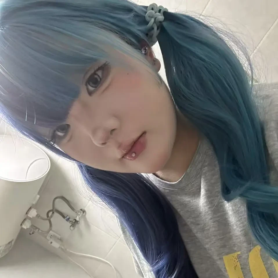 星蓝情书-蓝色阴阳公主切高品质弹力发网卷发