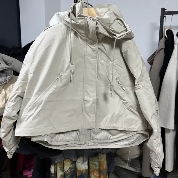 光电子短款派克连帽保暖加厚加绒女款户外防风防水外套