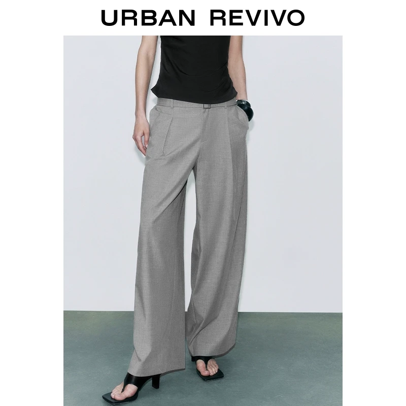 UR2025夏季新款女装轻通勤简约气质腰带阔腿裤UWG650049