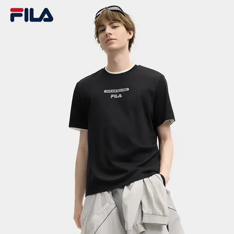 Fila/斐乐男【透气亲肤丝柔棉T恤】夏季款休闲圆领短袖 F11M519104F