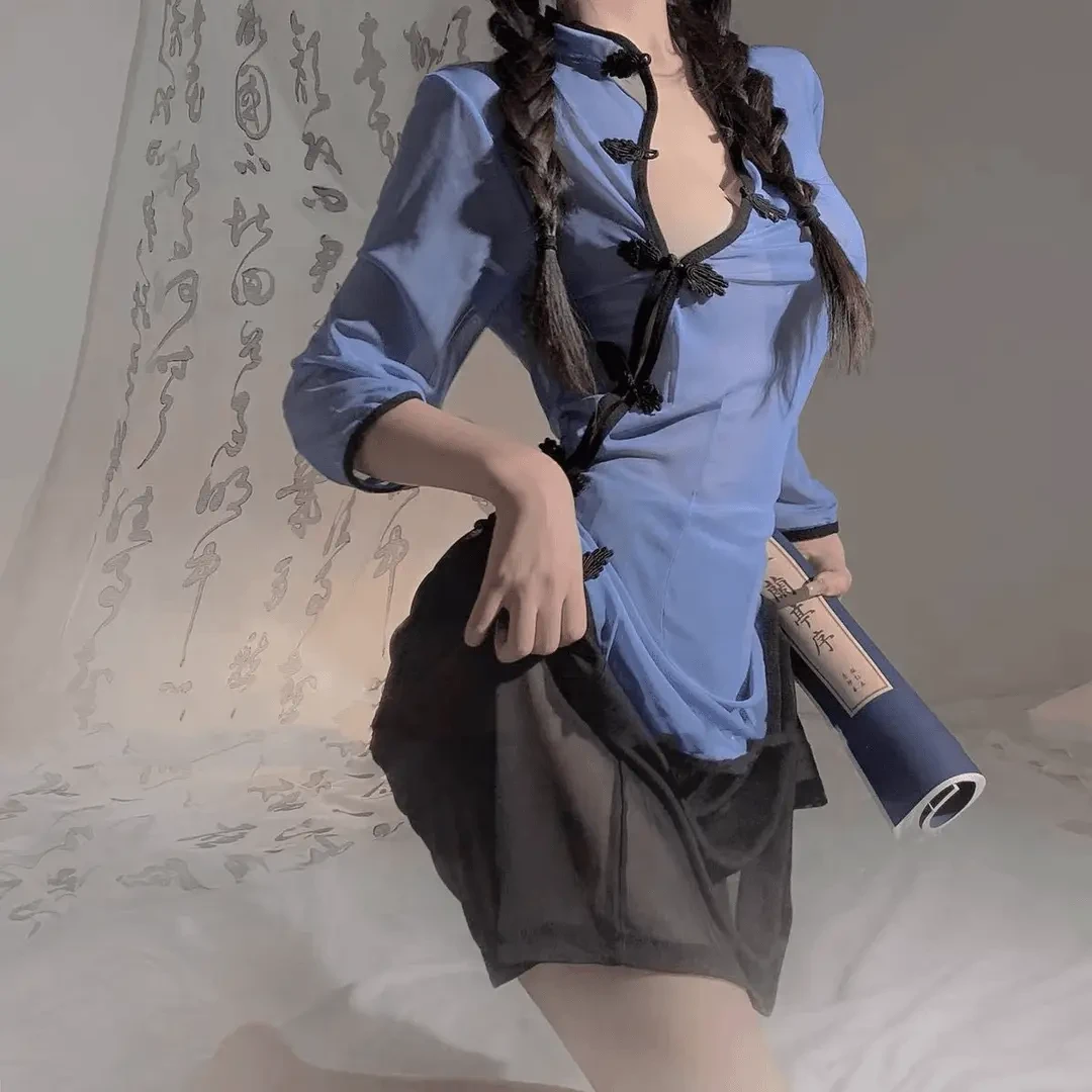 民国长旗袍改良版国风旗袍复古清纯女士薄款性感夏季ins少女诱惑