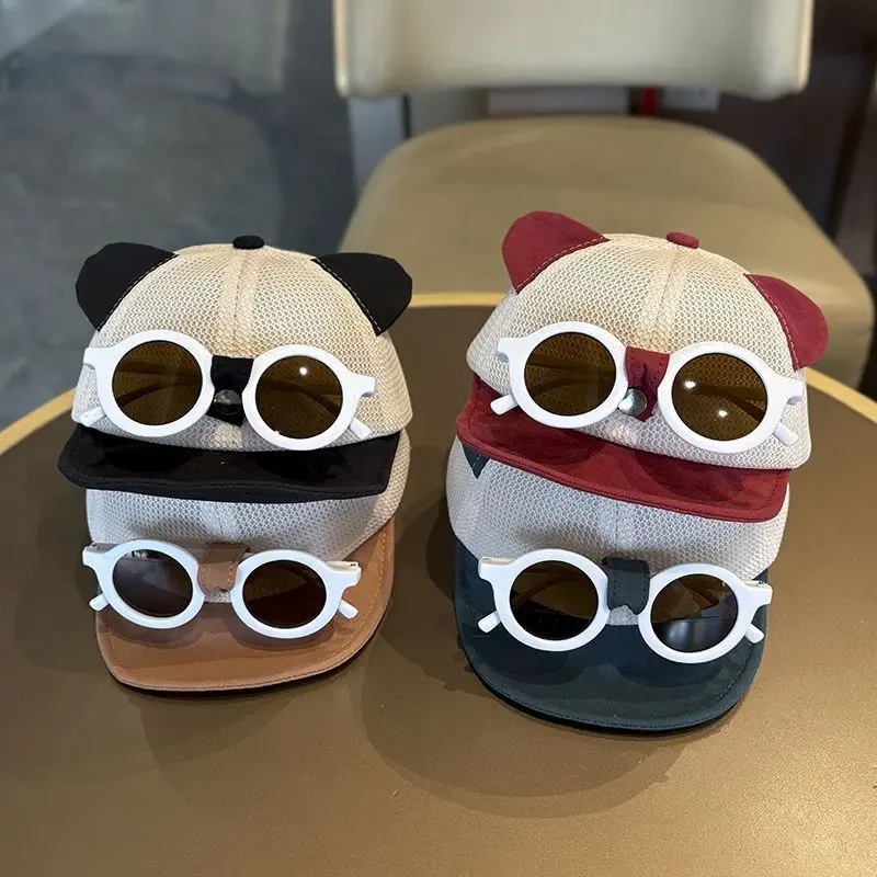 墨镜宝宝夏季全网鸭舌帽婴幼儿软檐户外防晒太阳帽男女童棒球帽韩