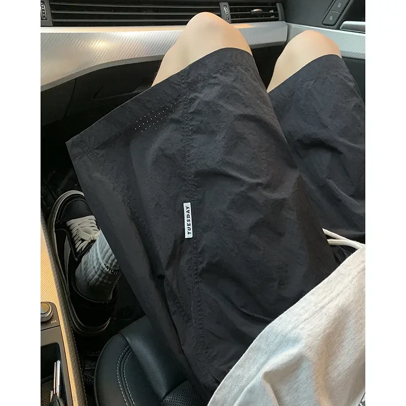 美式网眼速干短裤男夏季薄款男士沙滩裤宽松休闲篮球运动五分裤子