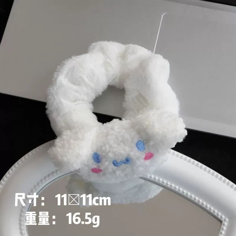 可爱百搭kt毛绒大肠发圈小众皮筋设计精致马尾高简约刺绣新款2025
